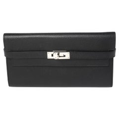 Hermes Black Epsom Leather Long Kelly Wallet