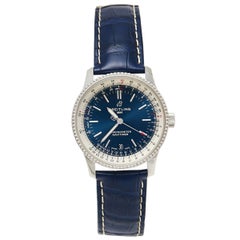 Breitling Blue Stainless Steel Navitimer 1 A17325 Men's Wristwatch 38MM