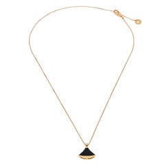 Bvlgari Divas' Dream Diamond Onyx 18K Rose Gold Pendant Necklace