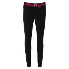 Gucci Black Knit Contrast Trim Waist Bow Detail Leggings S