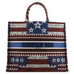 Christian Dior Book Tote American Flag Embroidered Canvas