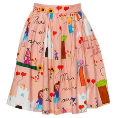 Dolce & Gabbana Pink Crayon Printed Cotton Pleated Mini Skirt XS