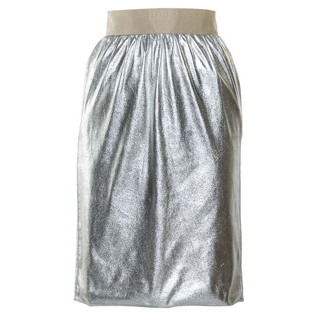 1970S YAMAMOTO KANSAI Silver Poly/Lurex Lamé Pleated Skirt For Sale at ...