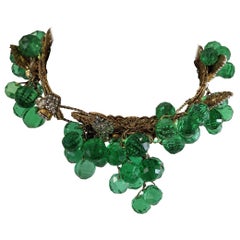 Vintage Important Miriam Haskell Massive Pale Emerald Bead and Crystal Collar/Tiara