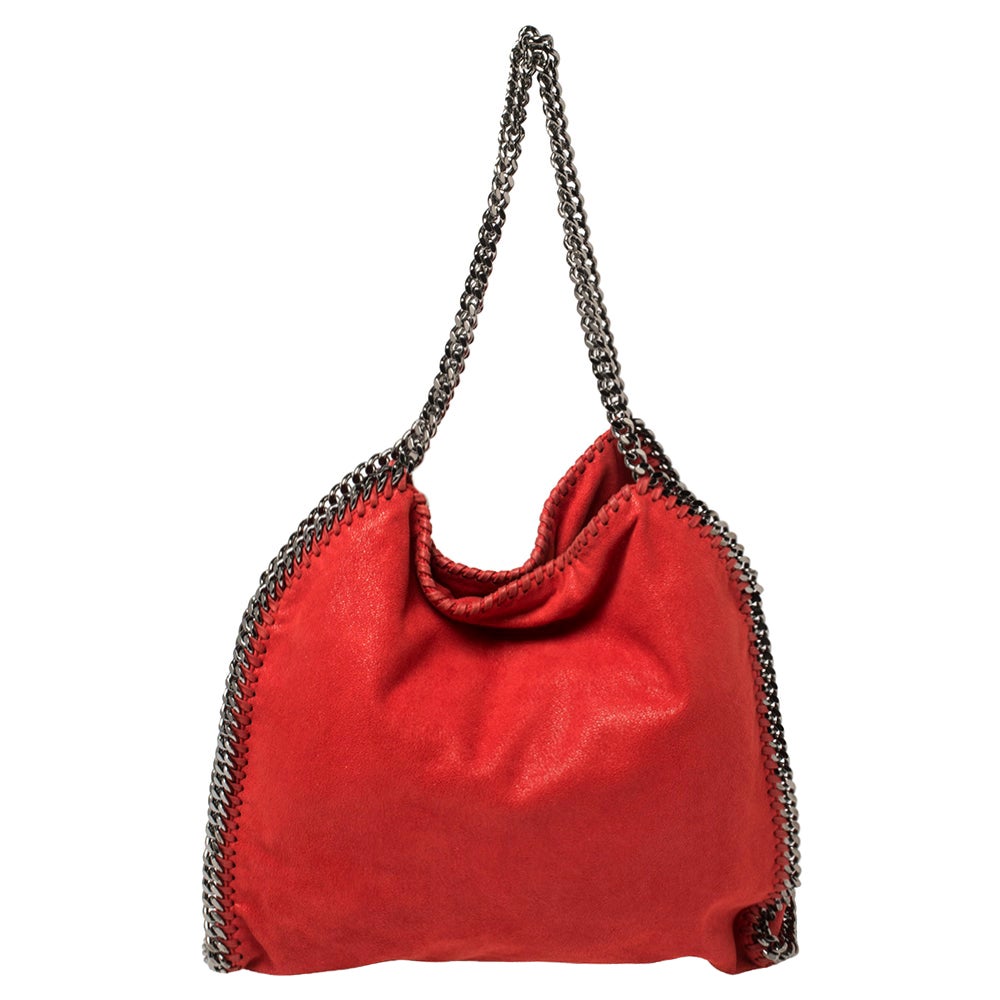 Stella McCartney Red Faux Suede Small Falabella Tote