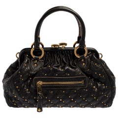 Marc Jacobs Black Leather Studded Stam Satchel