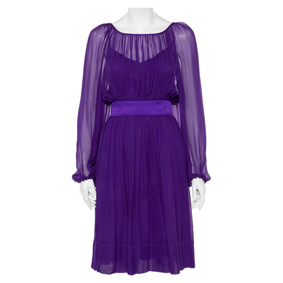 Dolce and Gabbana Black Lace Purple Leopard Print Dress 44 uk 12 For