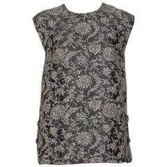 Dolce & Gabbana Grey Lurex Floral Jacquard Embellished Button Detail Sleeveless 