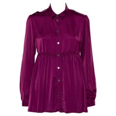 Burberry Magenta Satin Button Front Flared Shirt M