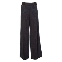 Chanel Vintage Midnight Blue Wide Leg Paneled Jeans L