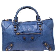 Balenciaga Blue Leather Giant Work Bag