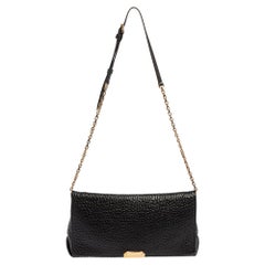 Burberry Black Grained Leather Langley Chain Shoulder Bag