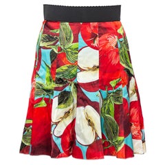 Dolce & Gabbana Red Printed Silk Paneled Mini Skirt S