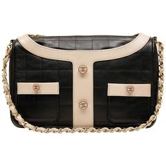Chanel Black Beige Leather Suit Jacket Shoulder Bag