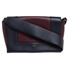 Celine Blue/Burgundy Leather Frame Classic Messenger Bag