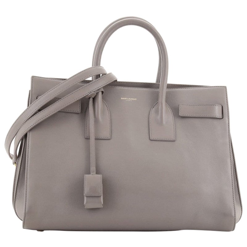 Saint Laurent Grey Leather Large Obi Bowler Bag For Sale at 1stDibs