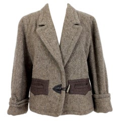 Retro Byblos Brown Beige Wool Short Casual Coat