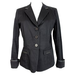 Vintage Armani Collezioni Black Cotton Flared Jacket