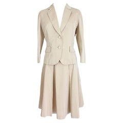 Vintage Max Mara Beige Cotton Suit Skirt 