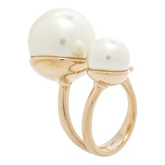 Dior Ultradior Faux Pearl Gold Tone Ring S