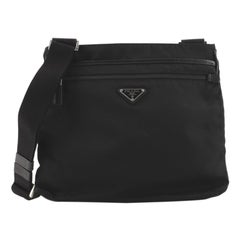Prada Front Pocket Zip Messenger Bag Tessuto mit Saffiano Leder groß
