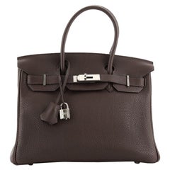 Hermes Birkin Handbag Chocolate Togo with Palladium Hardware 30