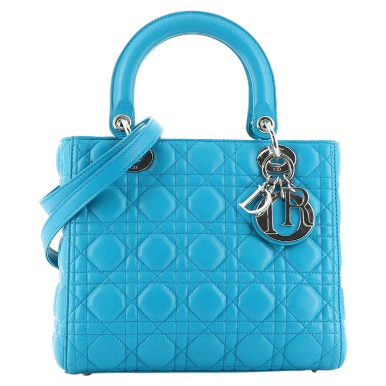 Dior Blue Micro Cannage Patent Leather Mini Diorama Chain Shoulder Bag ...