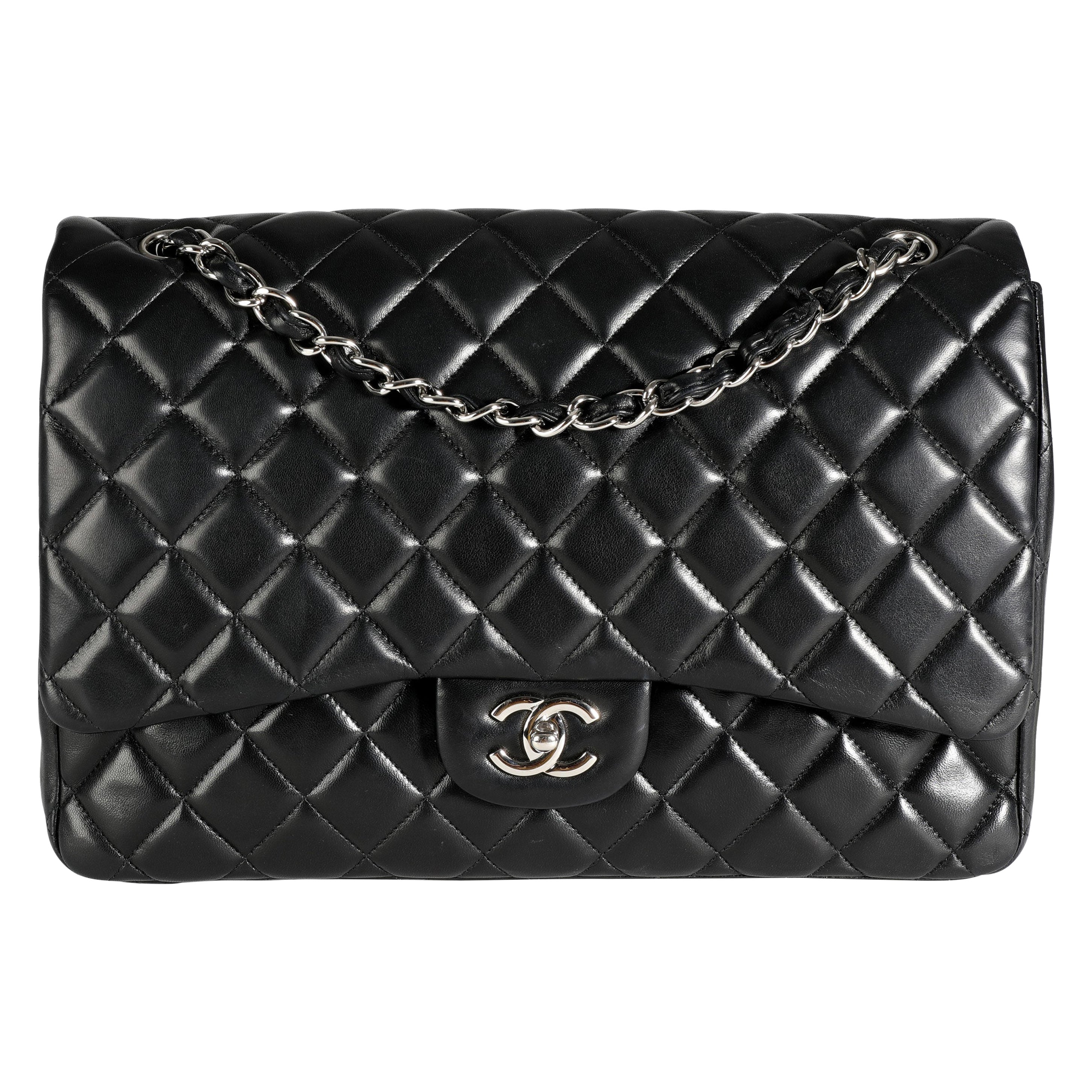 Chanel Black Quilted Maxi Classic Single Flap Bag For Sale at 1stDibs