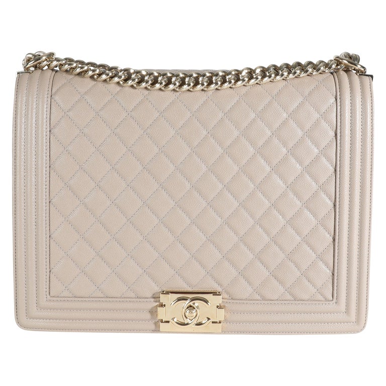 Chanel Taupe Quilted Caviar XL Boy Bag For Sale at 1stDibs | taupe chanel  bag, chanel taupe bag, chanel xl boy bag