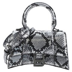 Balenciaga Hourglass Top Handle Bag Python Embossed Leather Small