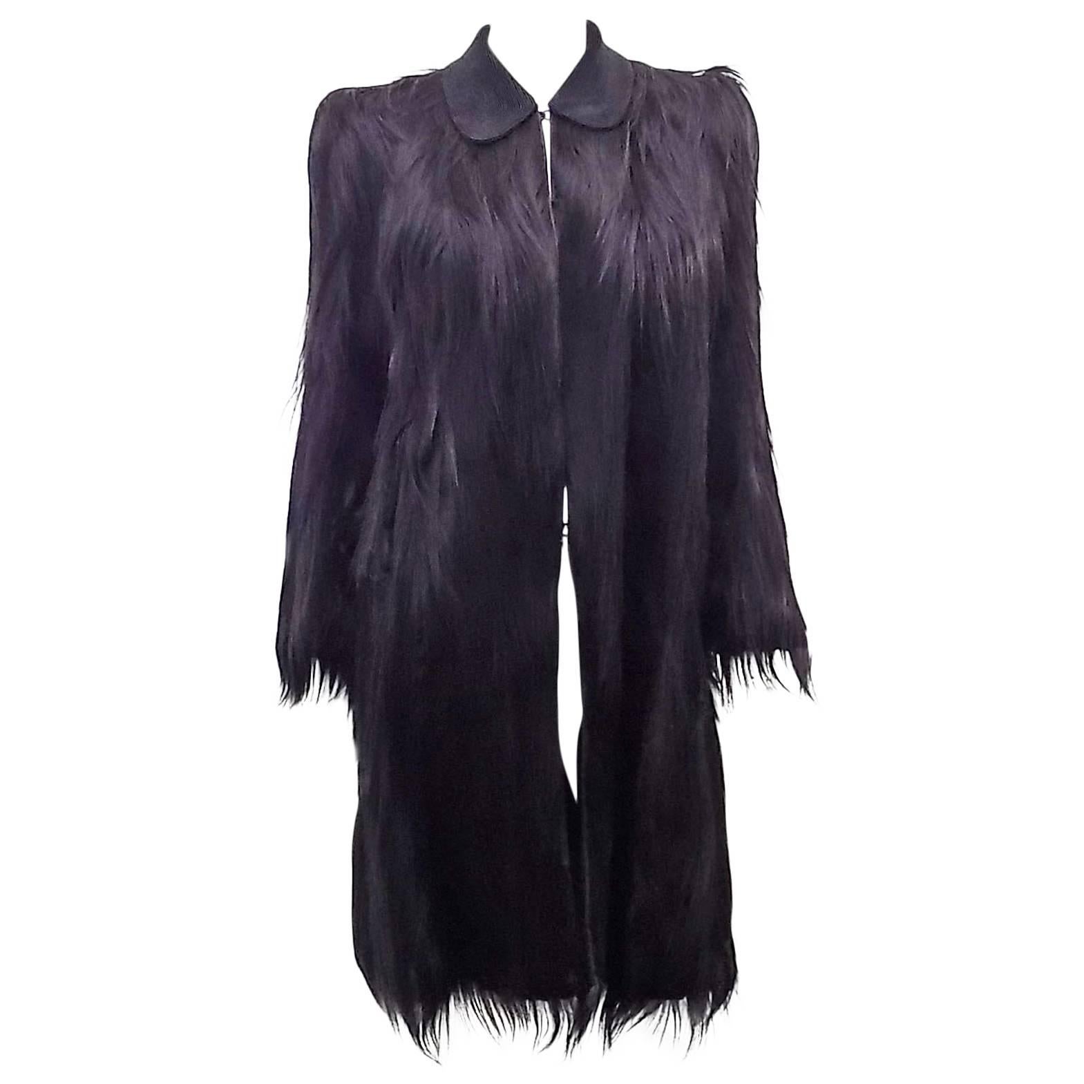 Pristine Vintage 1930's Black Bencha Gold Coast Monkey Fur Coat
