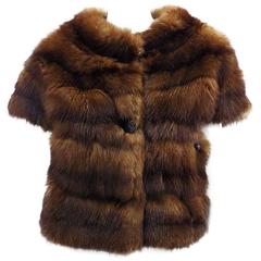 Sable Fur  Vest / Sleeveless jacket with snake leather trim 