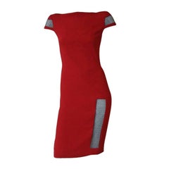 Jean Paul Gaultier Runway Red Hot Net Dress w/Thigh Hi Slit 