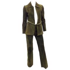 1972 Vintage Gucci Leather Pant suit with Horsebit details  RARE