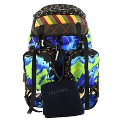 Prada Double Buckle Backpack Printed Tessuto Medium