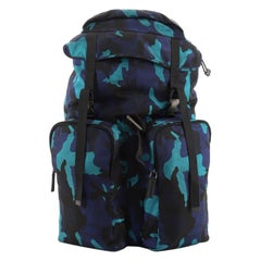 Prada Double Front Pocket Backpack Printed Tessuto Large