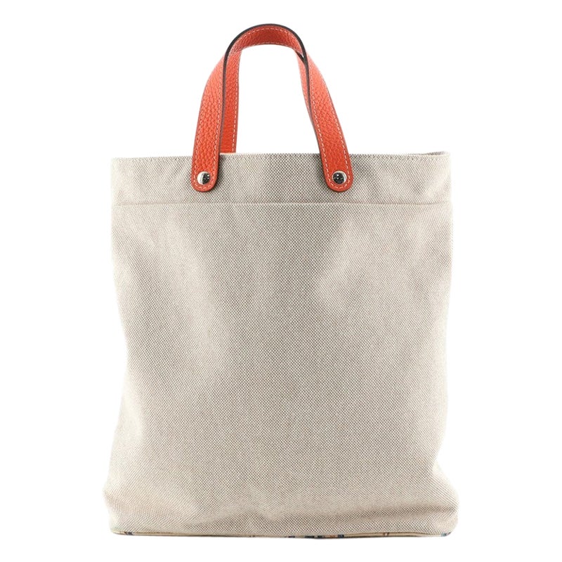 Hermes Petit H Tote Printed Canvas with Silk and Leather Vertical