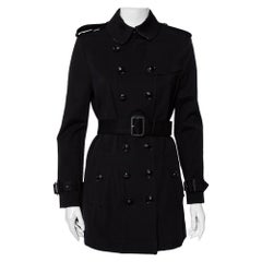 Burberry Black Knit Belted Trench Coat M