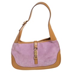 Gucci Purple/Beige Suede and Leather Jackie Hobo