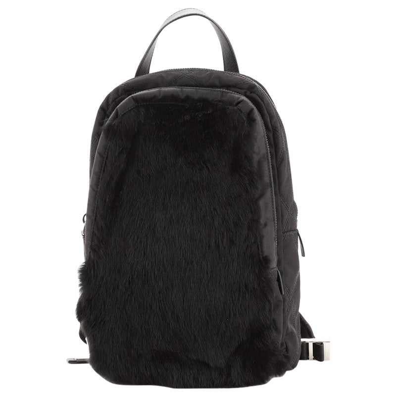 LeahWard Womens Faux Fur Backpack Fashion Fluffy Rucksack With Love Hear Charm 