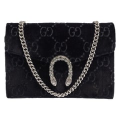 Gucci Black GG Velvet Mini Dionysus Wallet On Chain