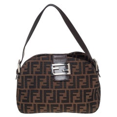 Fendi tobacco Zucca Logo Flap Baguette Shoulder Bag