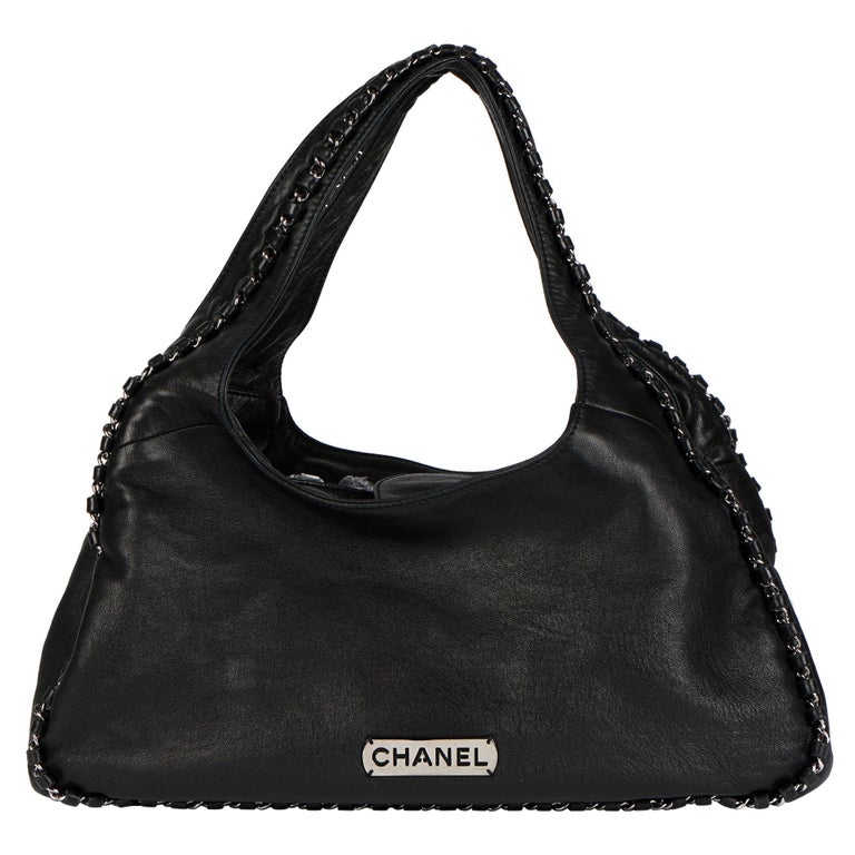 2005 Chanel Black Goatskin Chain Around Hobo Bag at 1stDibs