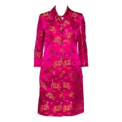 Dolce & Gabbana Vintage Pink Brocade Button Front Coat M