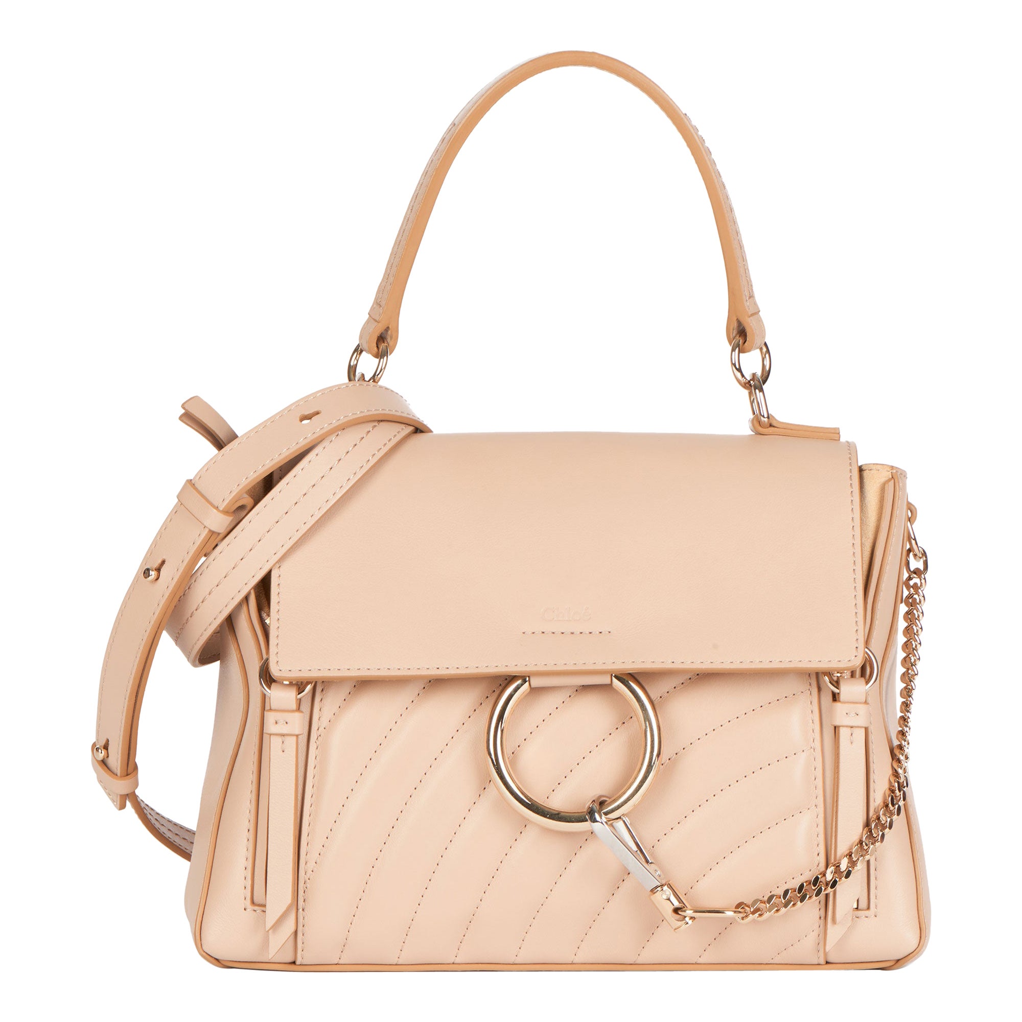 2021 Chloe Beige Quilted Calfskin Leather & Suede Small Faye Day Bag