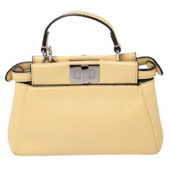 Fendi Yellow Leather Micro Peekaboo Crossbody Bag