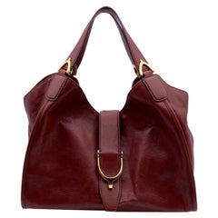 Gucci Reddish Brown Leather Stirrup Hobo Bag Shoulder Bag