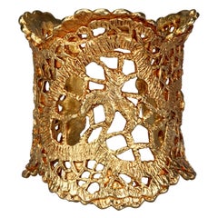 Vintage CHRISTIAN LACROIX Openwork Gilt Lace Cuff Bracelet