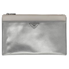 Prada Women Handbags Ecru, Silver Leather 