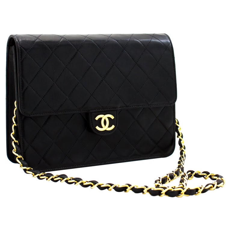 CHANEL Small Chain Shoulder Bag Black Clutch Flap Quilted Lambskin For Sale  at 1stDibs
